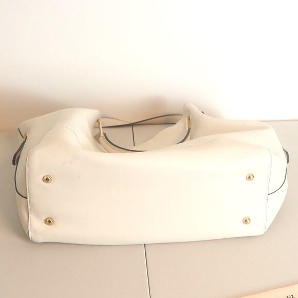 Sondra Roberts Squared Vegan Pebbled Leather Shoulder Tote Bag Cream Gold - Picture 14 of 16